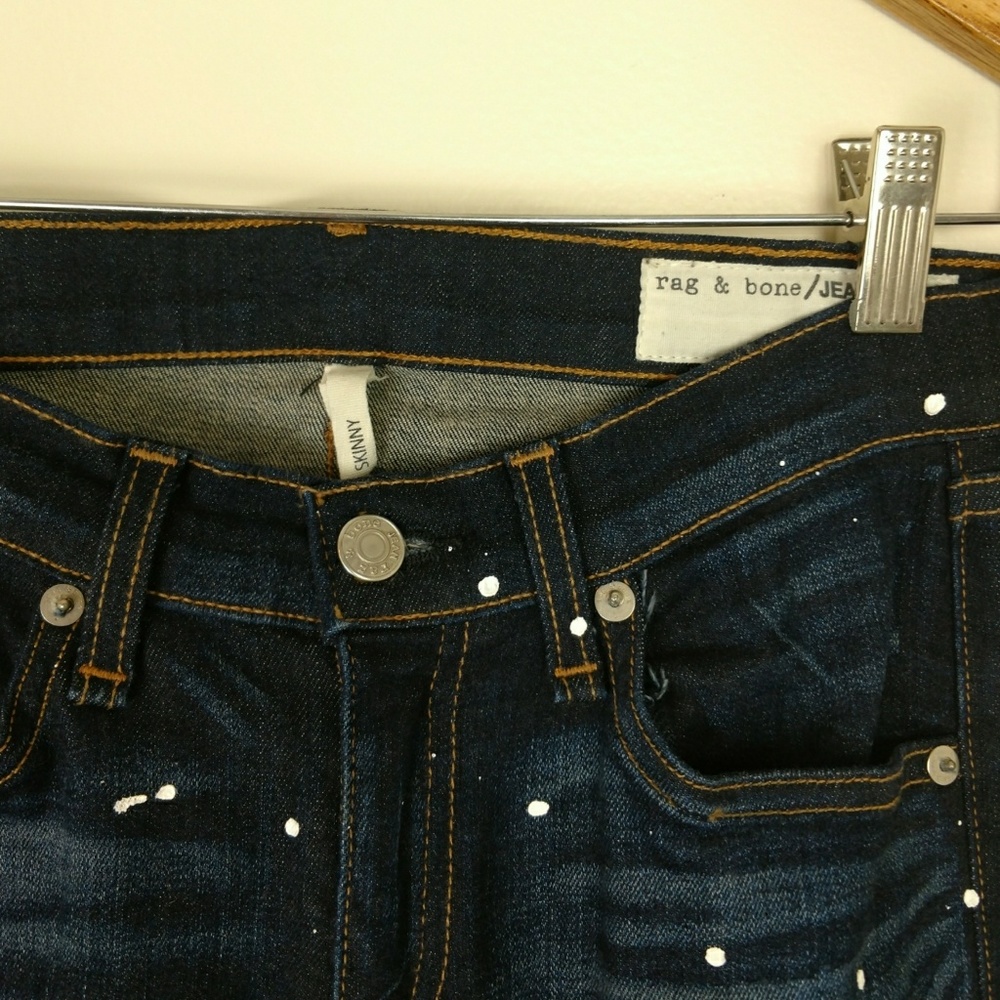 rag & bone skinny jeans mid rise paint splatter 26 - Picture 5 of 7